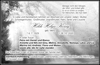 Traueranzeige von Hilde König von Südthüringer Presse
