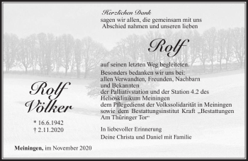 Traueranzeige von Rolf Völker von Südthüringer Presse