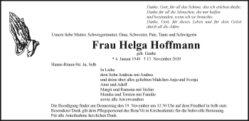 Traueranzeige von Helga Hoffmann von Frankenpost