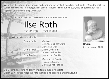 Traueranzeige von Ilse Roth von Neue Presse Coburg