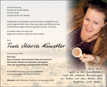 Traueranzeige von Tina Künstler von Südthüringer Presse