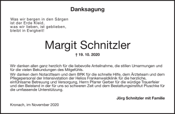 Traueranzeige von Margit Schnitzler von Neue Presse Coburg