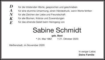 Traueranzeige von Sabine Schmidt von Frankenpost