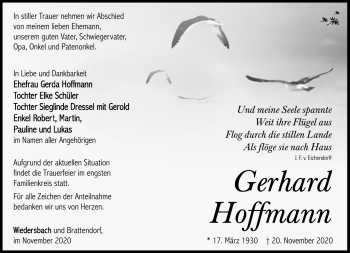 Traueranzeige von Gerhard Hoffmann von Südthüringer Presse