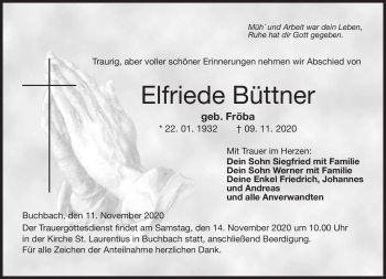 Traueranzeige von Efriede Büttner von Neue Presse Coburg