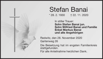 Traueranzeige von Stefan Banai von Neue Presse Coburg