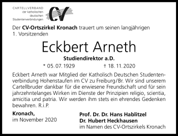Traueranzeige von Eckbert Arneth von Neue Presse Coburg