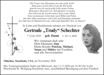 Traueranzeige von Gertrude Schlechter von Neue Presse Coburg