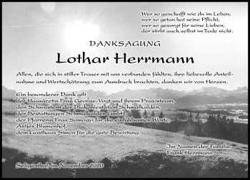 Traueranzeige von Lothar Herrann von Südthüringer Presse