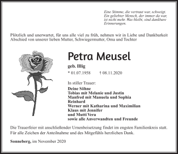 Traueranzeige von Petra Meusel von Südthüringer Presse