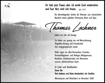 Traueranzeige von Thomas Lochner von Südthüringer Presse