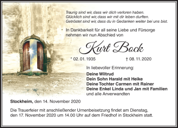 Traueranzeige von Kurt Bock von Neue Presse Coburg