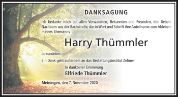 Traueranzeige von Harry Thümmler von Südthüringer Presse