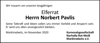 Traueranzeige von Norbert Pavlis von Frankenpost