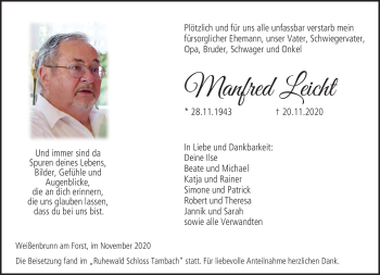 Traueranzeige von Manfred Leicht von Neue Presse Coburg