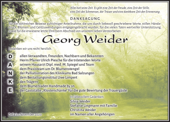 Traueranzeige von Georg Weider von Südthüringer Presse