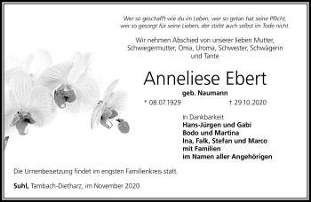 Traueranzeige von anneliese Ebert von Südthüringer Presse