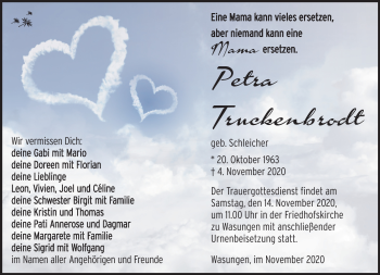 Traueranzeige von Truckenbrodt Petra von Südthüringer Presse