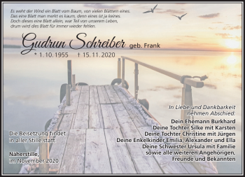 Traueranzeige von Gudrun Schreiber von Südthüringer Presse