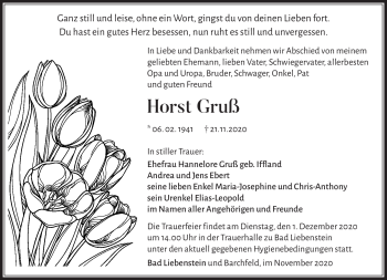 Traueranzeige von Horst Gruss von Südthüringer Presse
