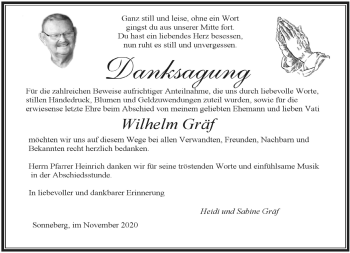 Traueranzeige von Wilhelm Gräf von Südthüringer Presse