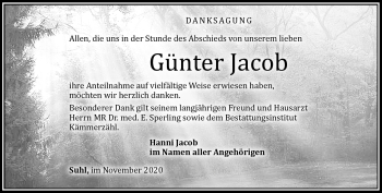 Traueranzeige von Günter Jakob von Südthüringer Presse