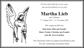 Traueranzeige von Martha Lieb von Frankenpost