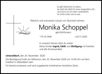 Traueranzeige von Monika Schoppel von Neue Presse Coburg