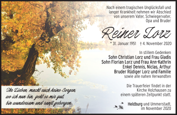 Traueranzeige von Reiner Lorz von Südthüringer Presse