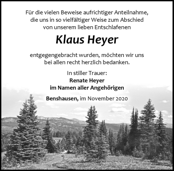 Traueranzeige von Klaus Heyer von Südthüringer Presse