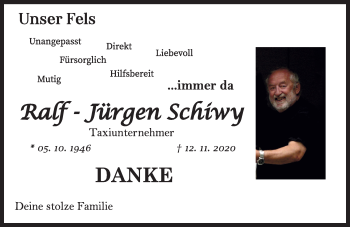 Traueranzeige von Ralf-Jürgen Schiwy von Neue Presse Coburg