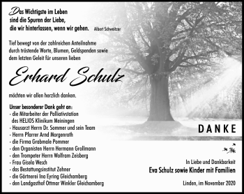 Traueranzeige von Erhard Schulz von Südthüringer Presse