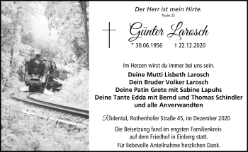 Traueranzeige von Günter Larosch von Neue Presse Coburg