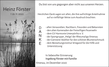 Traueranzeige von Heinz Förster von Südthüringer Presse