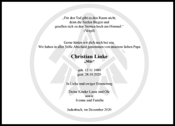 Traueranzeige von Christian Linke von Südthüringer Presse