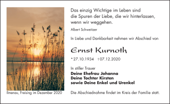 Traueranzeige von Ernst Kurnoth von Südthüringer Presse