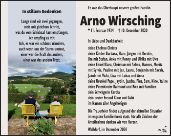 Traueranzeige von Arno Wirsching von Südthüringer Presse