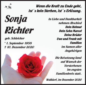 Traueranzeige von Sonja Richter von Südthüringer Presse