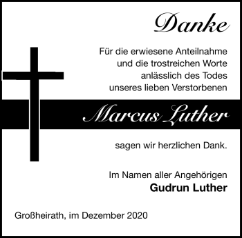 Traueranzeige von Marcus Luther von Neue Presse Coburg