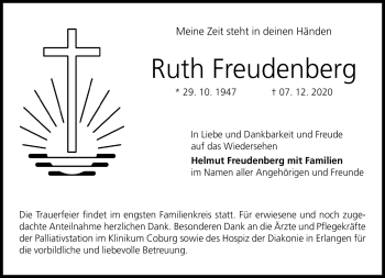 Traueranzeige von Ruth Freundenberg von Neue Presse Coburg