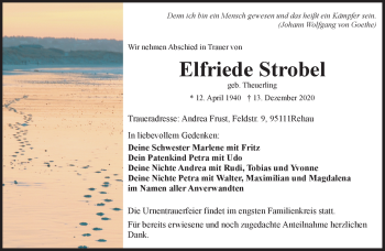 Traueranzeige von Elfriede Strobel von Frankenpost