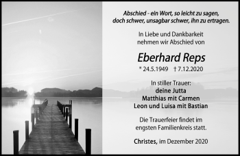 Traueranzeige von Eberhard Reps von Südthüringer Presse