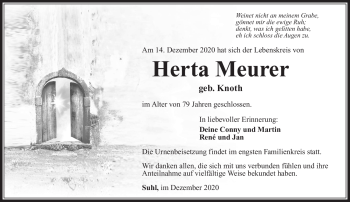 Traueranzeige von Herta Meurer von Südthüringer Presse