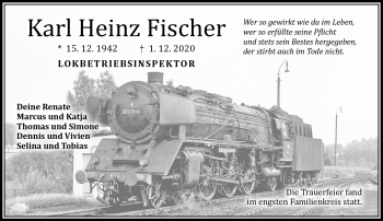 Traueranzeige von Karl Heinz Fischer von Frankenpost