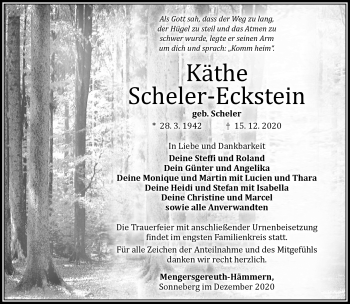 Traueranzeige von Käthe Scheler-Eckstein von Südthüringer Presse
