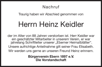 Traueranzeige von Heinz Kleiber von Neue Presse Coburg
