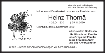 Traueranzeige von Heinz Thomä von Frankenpost