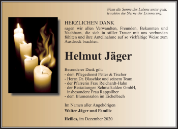 Traueranzeige von Helmut Jäger von Südthüringer Presse