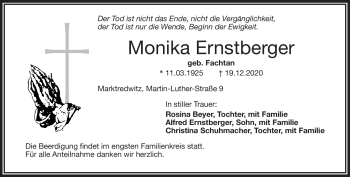 Traueranzeige von Monika Ernstberger von Frankenpost