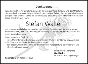 Traueranzeige von Stefan Walter von Südthüringer Presse